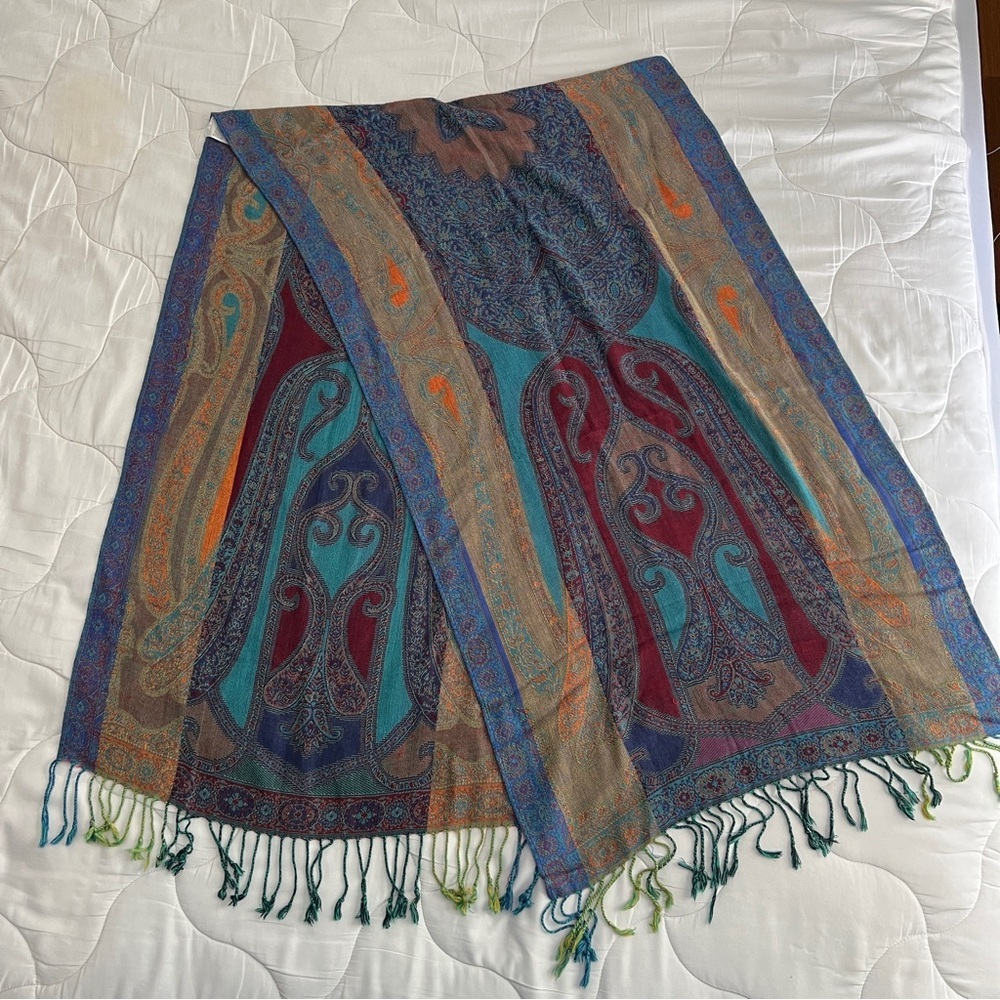Assorted colors Tassle Boho Paisley Fringe Wrap Shawl Scarf 78” - Picture 5 of 11